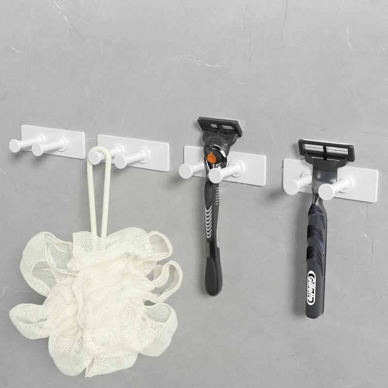 Shower Hook Inside Razor Holder: Adhesive Waterproof Wall Hook for Hanging, Shower Accessories Hanger Organiser