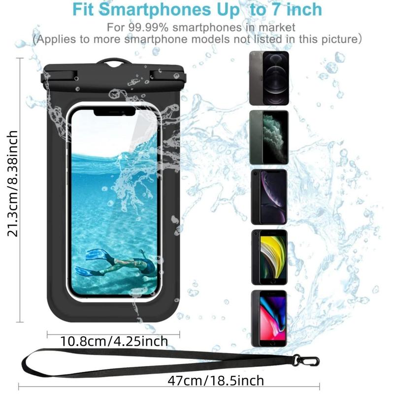 Universal Waterproof Phone Pouch, 2 Counts Large Phone Waterproof Case Dry Bag, Suitable for Outdoor Games, Swimming, and Water Sports