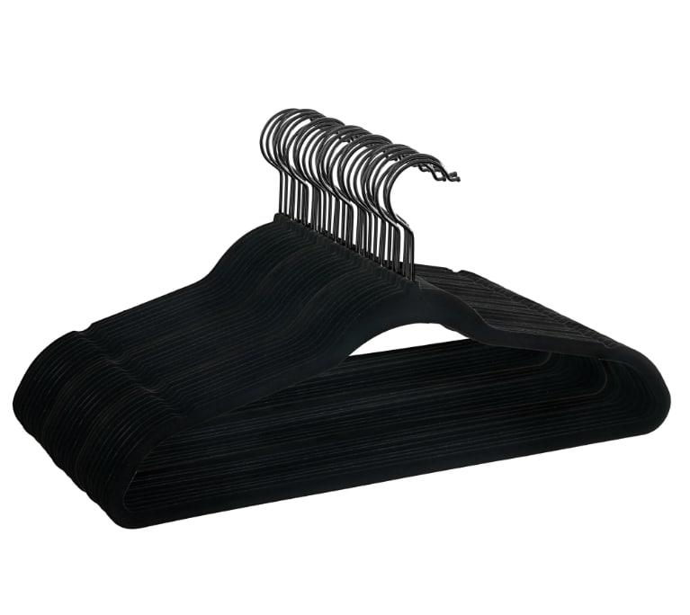 mes & Gardens Non-Slip Velvet Adult Clothing Hangers, 30 Pack, Black  Beige, Space Saving