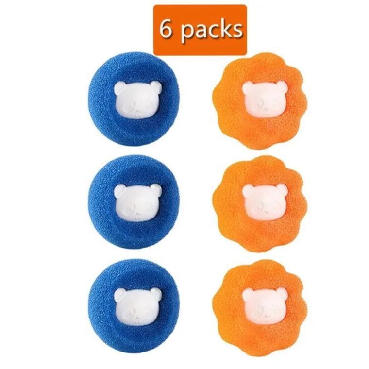 best price Hair Remover Ball, 6count Cartoon Bear Designed Hair Removal Laundry Ball, Washing Machine Balls, Reusable Anti-entangle Laundry Scrubbing Balls, Home Accessories