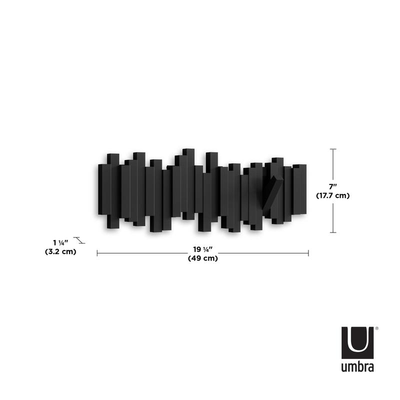 Umbra Sticks Wall Hook | Decorative Wall Mounted Coat Rack with 5 Flip-Down Hooks | Modern Sculptural Design Available in Multiple Colors | Easy Installation Looks Great in Any Room