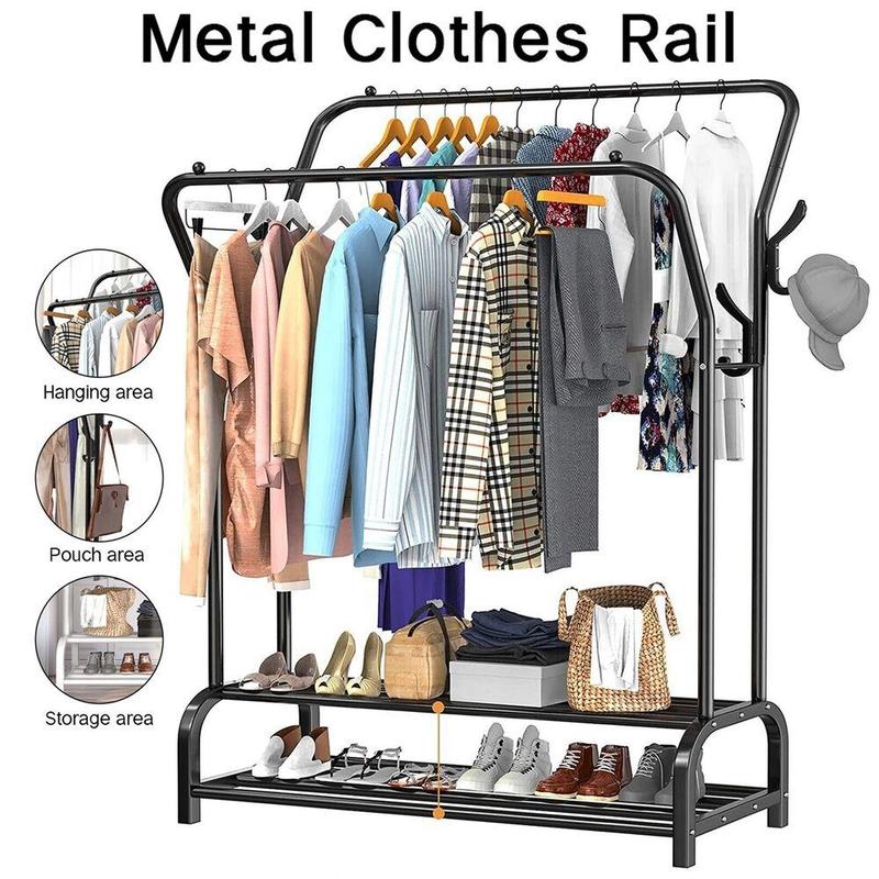 Heavy Duty Clothing Garment Rack Clothes Organizer Double Rails Hanging Stand US