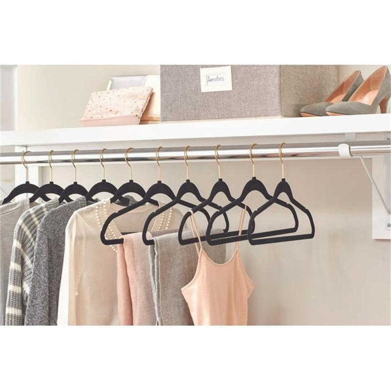 Black Velvet Hanger 25-Pack, Premium Clothes Non-Slip Felt Holder, Rugged Heavy Duty Jacket Durable Set, Space Saving, No Pylon Marks 360° Rotation