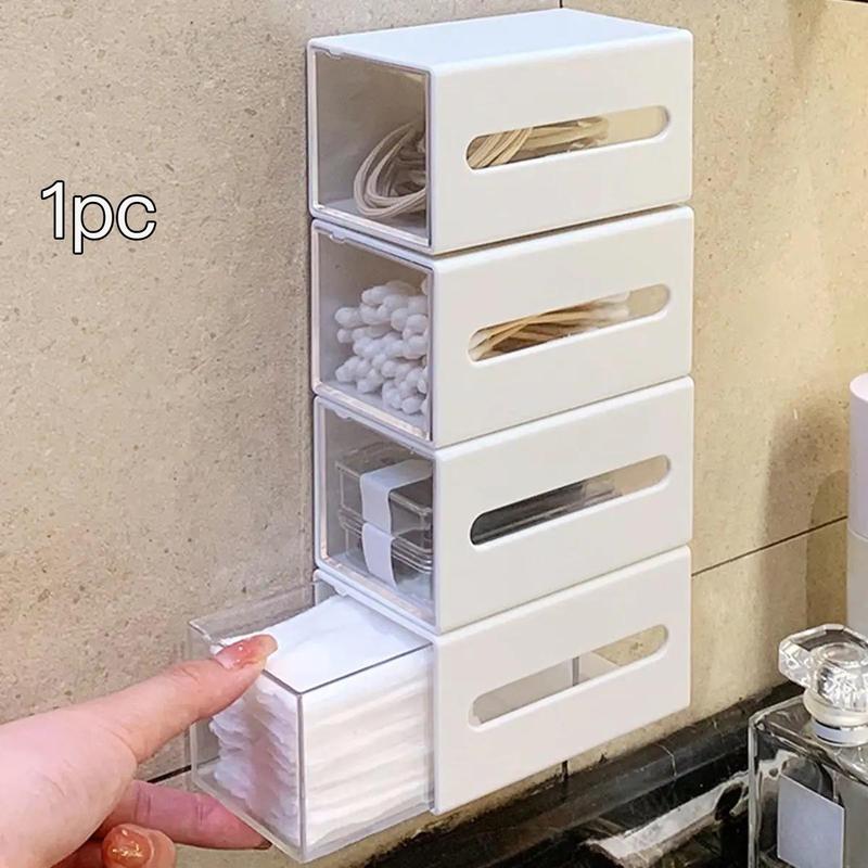 Wall Mounted Dustproof Storage Box With Drawer, 1 Count Drawer Type Storage Box, Rectangle Multi-grid Desktop Organizer For Home Supplies