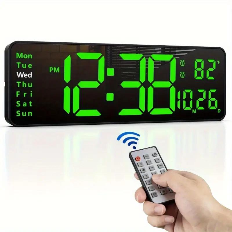 Digital Wall clock,Remote Control Large Screen Wall Clock With Temperature Date Week Display,Household Countdown Digital Timer,Room Decor,Home Decore,Summer Gifts,Bedroom Decor