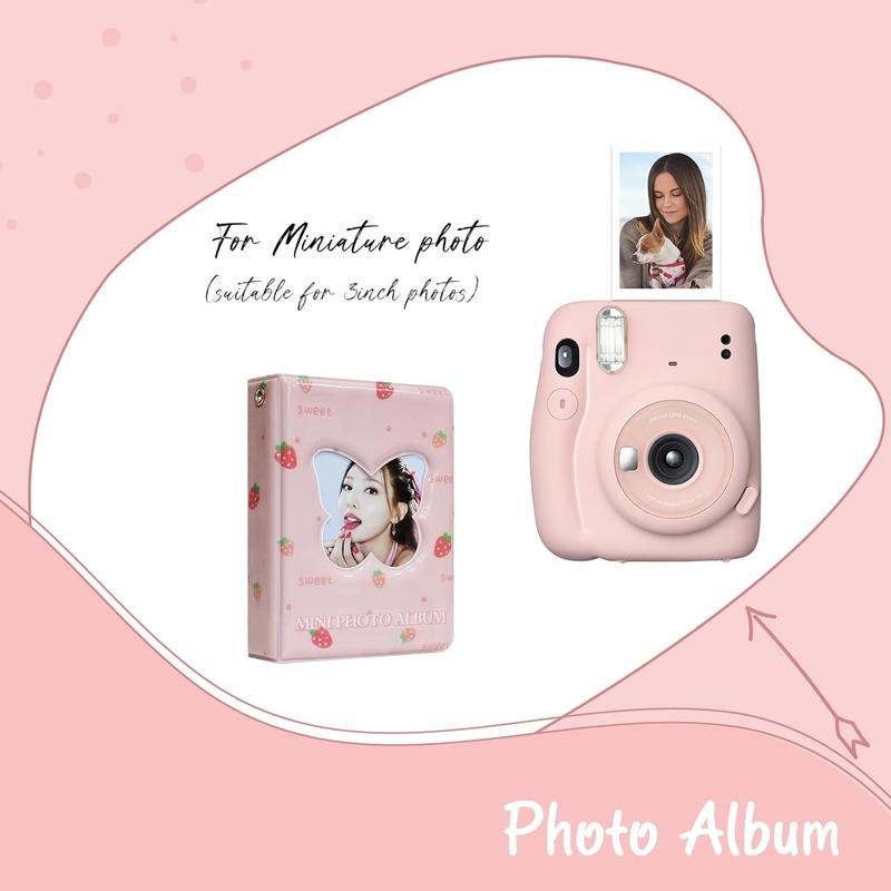 3 Inch Mini Photo Album Kpop Photocard Binder, Butterfly Hollow Photocard Holder Book, Business Card Book Holder, Photocard Sleeves 40 Pockets (Pink)