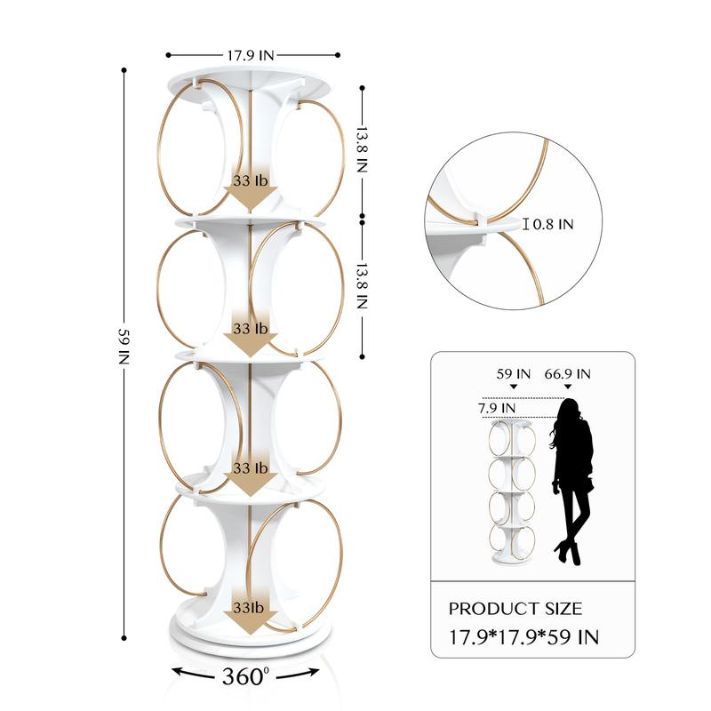 SULIVES Rotating Shoe Rack,360°Spinning Shoe Rack Tower,7 Storage Layers,Maximize Storage Space,Morden Style,for Entryways,Hallways and Living Rooms（White）