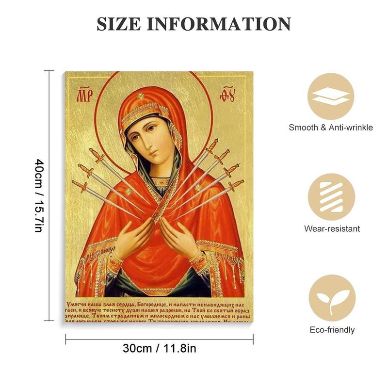 Virgin Mary Icon 7 Swords Orthodox Icon Poster Vintage Mother of God Art Decor Print