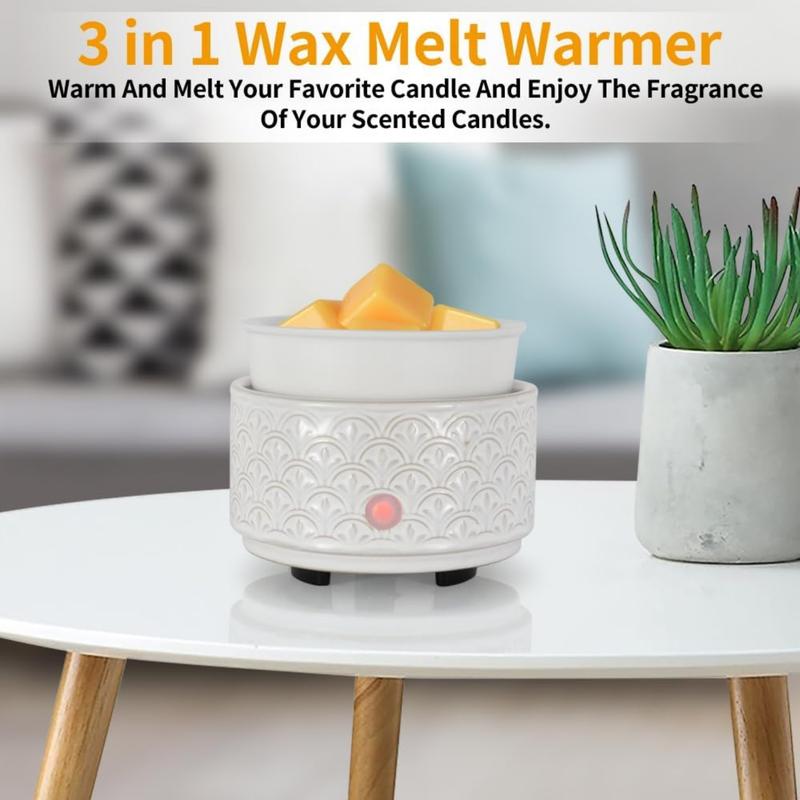 Ceramic Wax Melt Warmer - 3-in-1Electric Wax Warmer-Fragrance Candle Burner for Scented Wax Tarts and Essential Oils - Wax Melts as Gifts for Moms Grandma Women Girls White-Gray