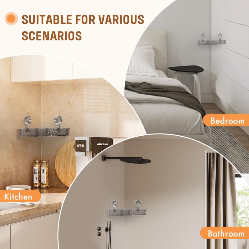 Fehokinch Suction cup Storage Holders & Racks, Space-Saving home supplies, suction cup shelf, wall-mounted bathroom floating shelf, shower dispenser soap organizer, corner shower caddy apply in bathroom washroom sink kitchen, easy install removal