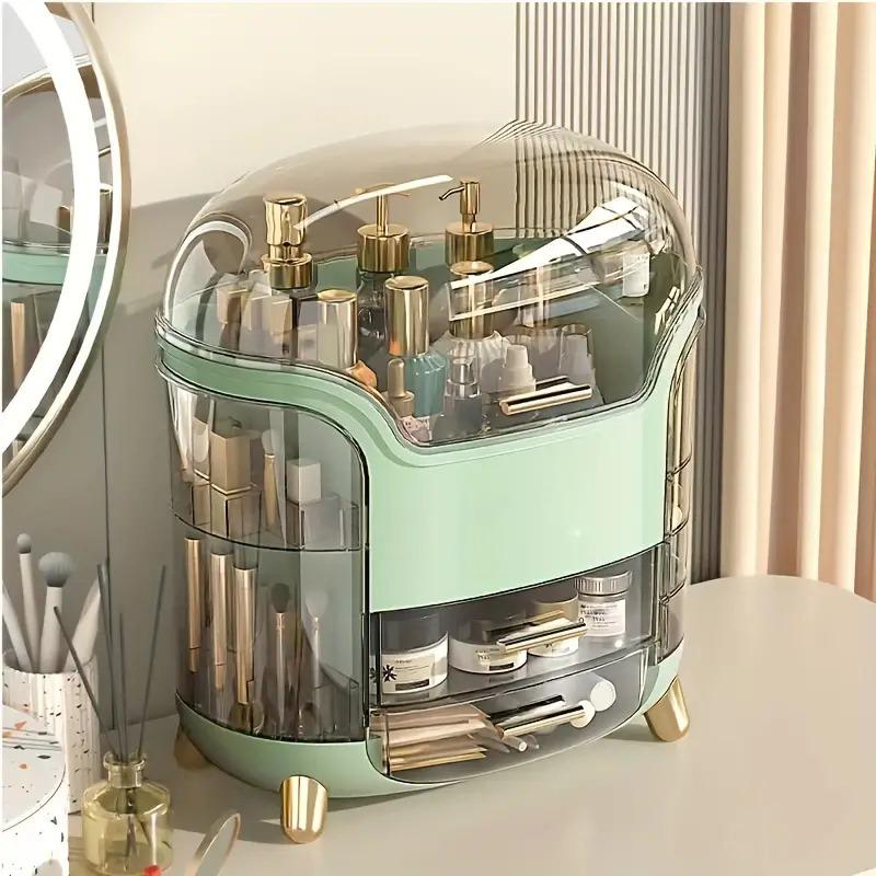 Makeup Organizer, Clear Multi Grid Large Capacity Cosmetic Storage Box with Drawer Desktop Organizer for Home Bedroom Vanity Dresser Table, Gift