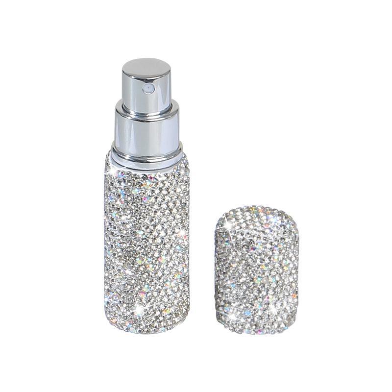 10ml Rhinestone Decor Perfume Sub-bottle, Artificial Diamond Vacuum Press Type Perfume Bottle, Portable Empty Mini Spray Perfume Bottle for Home Outdoor Travel