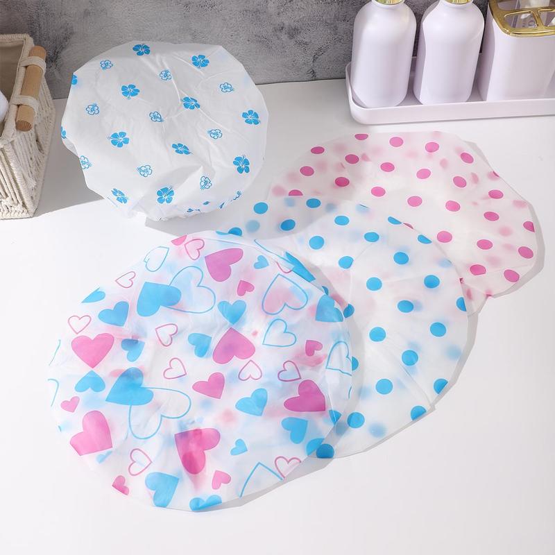 Cartoon Pattern Shower Cap (4pcs), Reusable Waterproof Bath Cap, Shower Cap for Women & Girls, Home Essentials, Bathroom Accessories