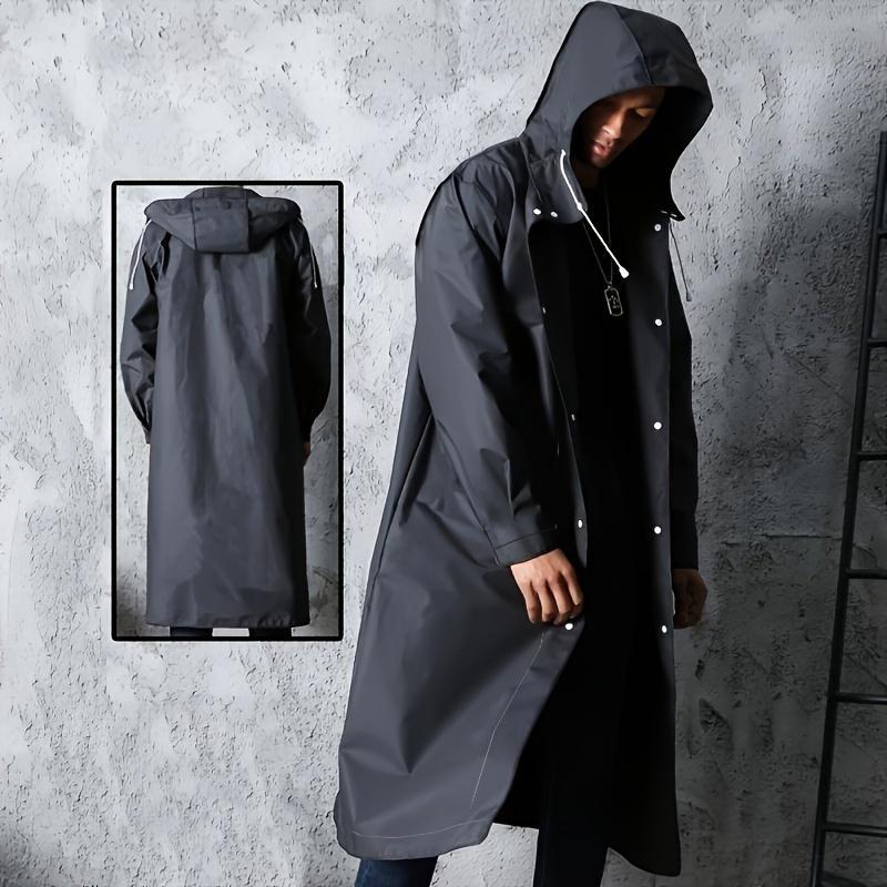 Waterproof Long Raincoat, 1 Count Thickened Raincoat with Hood, Fashionable Raincoat for Men & Women, Outdoor Sports Equipment