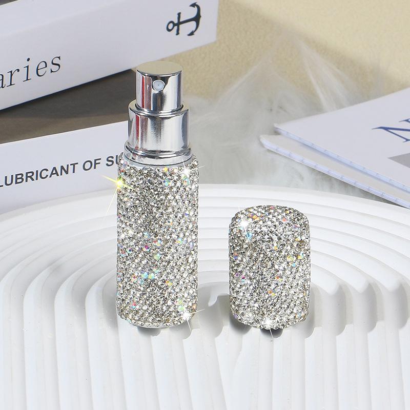 10ml Rhinestone Decor Perfume Sub-bottle, Artificial Diamond Vacuum Press Type Perfume Bottle, Portable Empty Mini Spray Perfume Bottle for Home Outdoor Travel