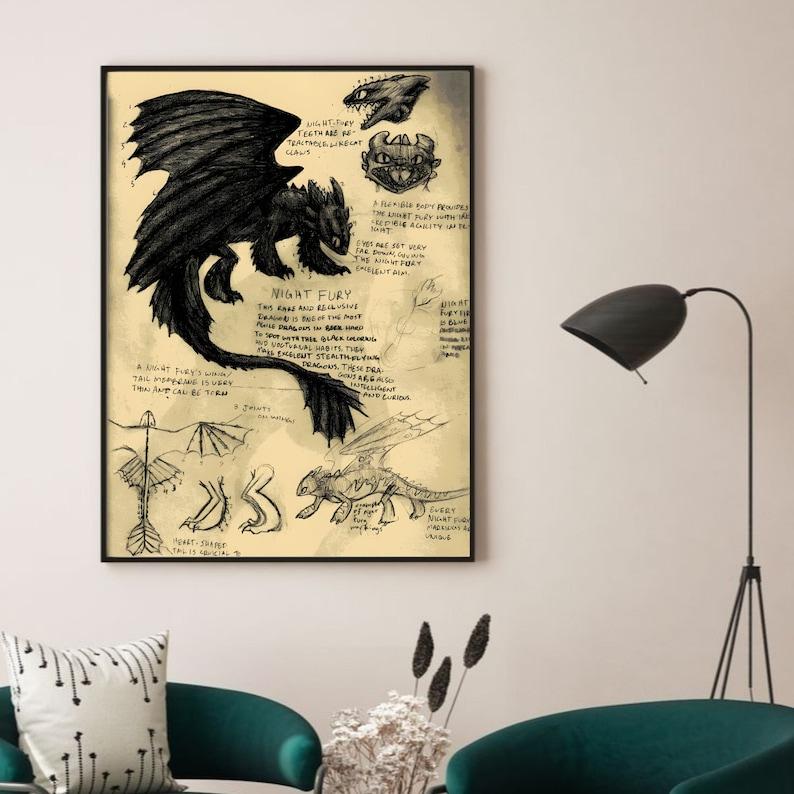 How to Train Your Dragon Poster, How to Train Your Dragon Wall Art, Toothless Poster, Vintage Toothless Poster