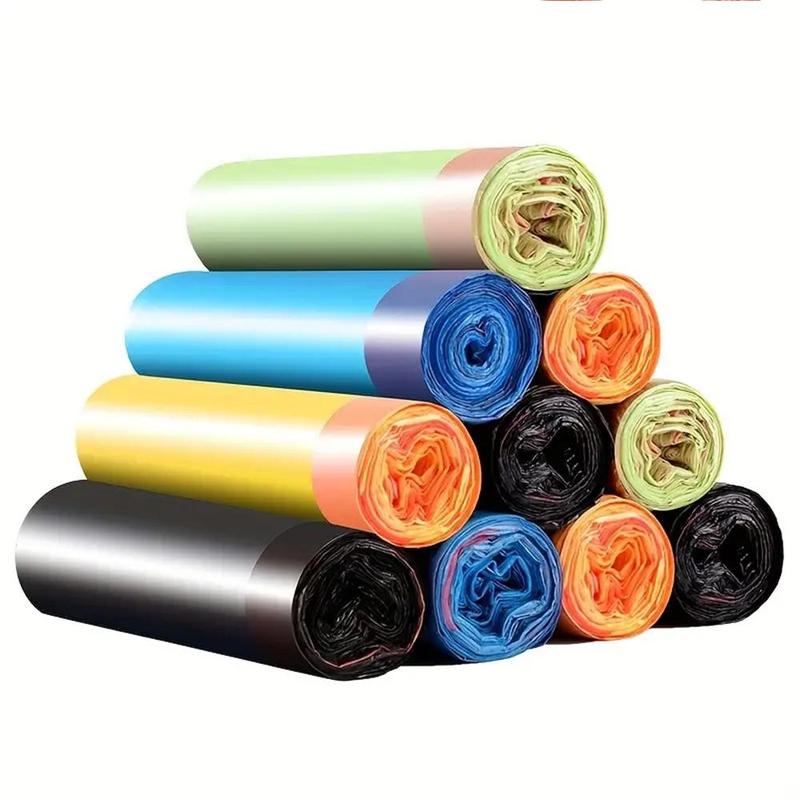 75 pcs 5 Roll Random Color Drawstring Bin Bag, Leak-proof Thick Trash Bag, Household Kitchen Garbage Bag, Durable Bin Bag, Home Care Supplies