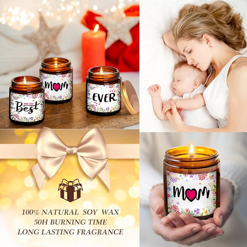 Gifts for Mom from Daughter Son Birthday Gifts for Mom, Mom Gifts, Mothers Day Gifts for Mom, Christmas Gifts for Mom Best Mom Ever Candles Gifts 6.3oz x 3 Candle Gift Set