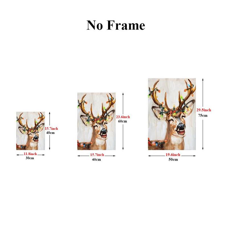 Christmas Deer Pattern Canvas Painting without Frame, 3 Counts set Modern Wall Art Painting, Wall Art Decor for Home Living Room Bedroom Office Gallery