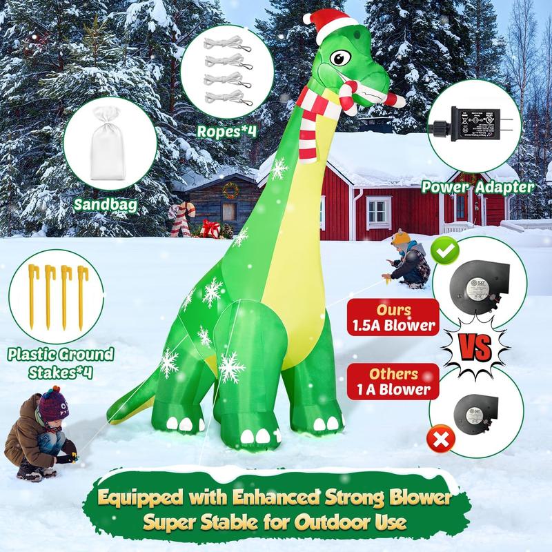 Christmas Inflatable Dinosaur Decoration, 1 Count Built-in Led Lights Inflatable Ornaments Decoration, Outdoor Holiday Party Decoration, Christmas  Viral Hobby Lobby Ornaments Decor