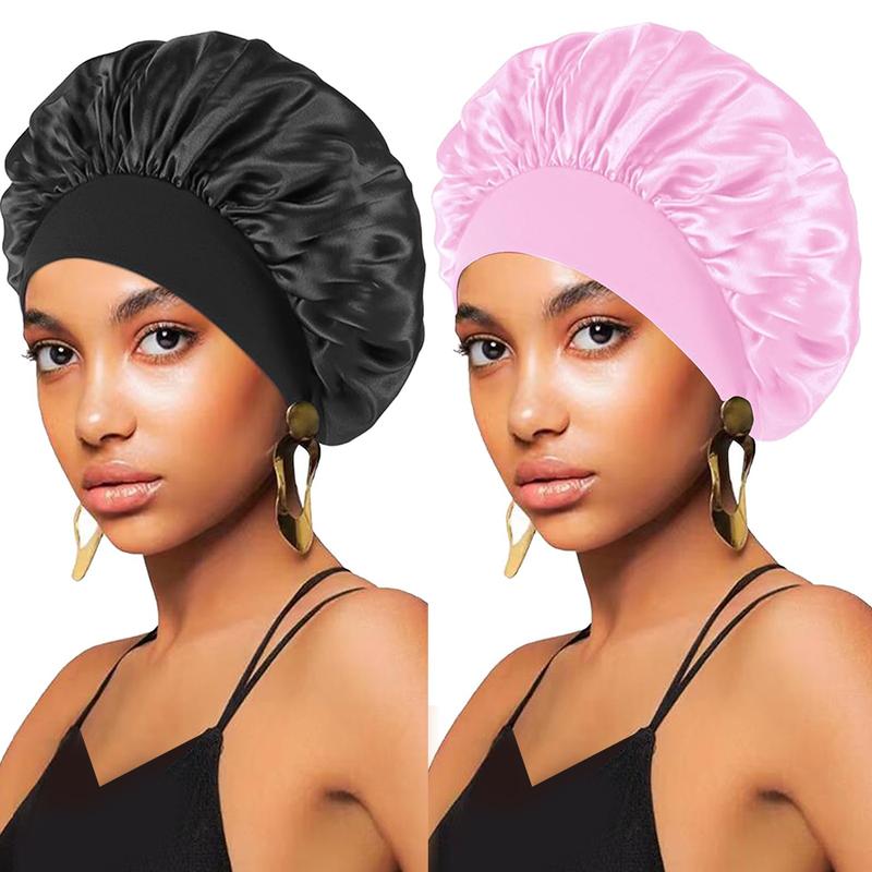 Bling Hair Fashion 4Pcs Satin Bonnet Silk Bonnet for Sleeping Layer Satin Lined Hair Bonnet with Tie Band Bonnets for Women