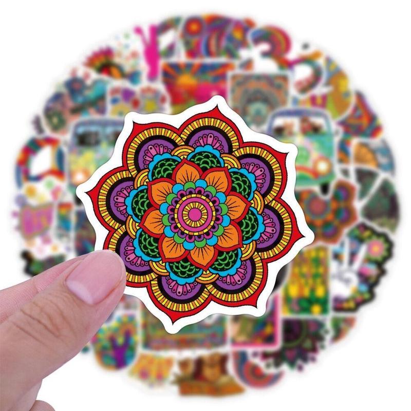 Ethnic Pattern Series Graffiti Stickers, 50pcs pack Vintage Style Waterproof Decorative Stickers, DIY Creative Toys, Decor Stickers for Water Bottles, Laptop, Scrapbooking