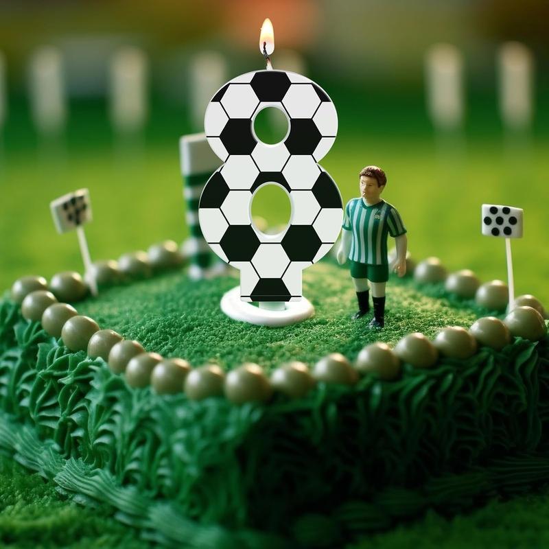 Soccer Number Candles Soccer Birthday Candles Soccer Ball Cake Topper Decorations for Kids Adults Numeral Anniversary Celebrations Supplies (Number 8)