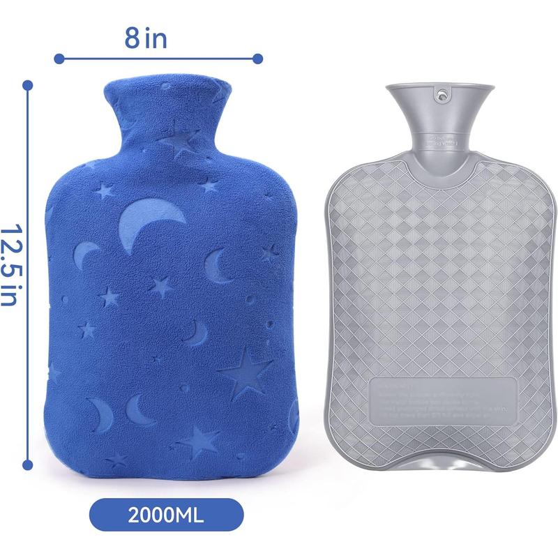 Hot Water Bottle with Soft Cover, 2L Hot Water Bag for Menstrual Cramps, Neck and Shoulder , Hot and Cold Therapies, Hand Feet Warmer Comfortable Traditional Cup Rubber