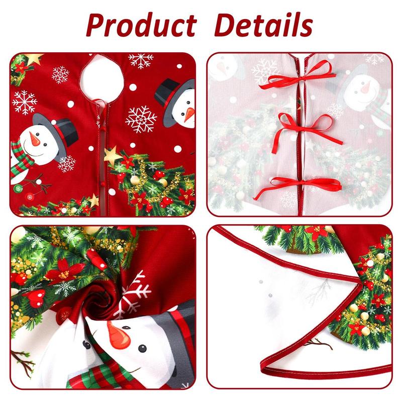 Christmas Tree Skirt, 1 Count Colorful Pattern Xmas Tree Skirt, Holiday Party Decoration Supplies for Home Office Shopping Mall