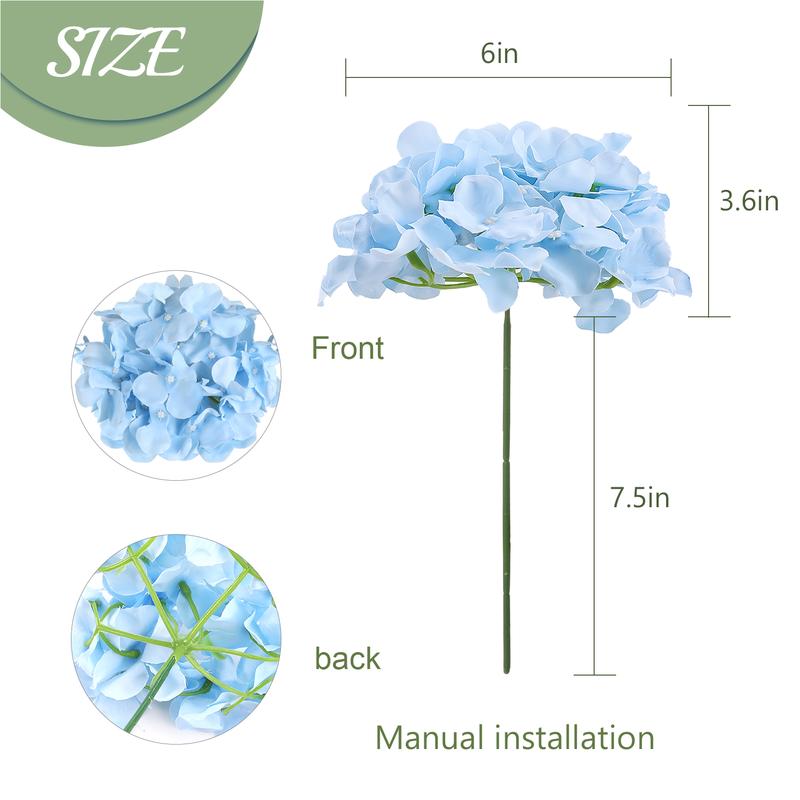 Auihiay 64 PCS Artificial Hydrangea Flowers, Silk Hydrangea Flowers Heads with Stems, Full Artificial Flowers for Wedding Centerpieces, Baby Shower, Home Garden Party Decor