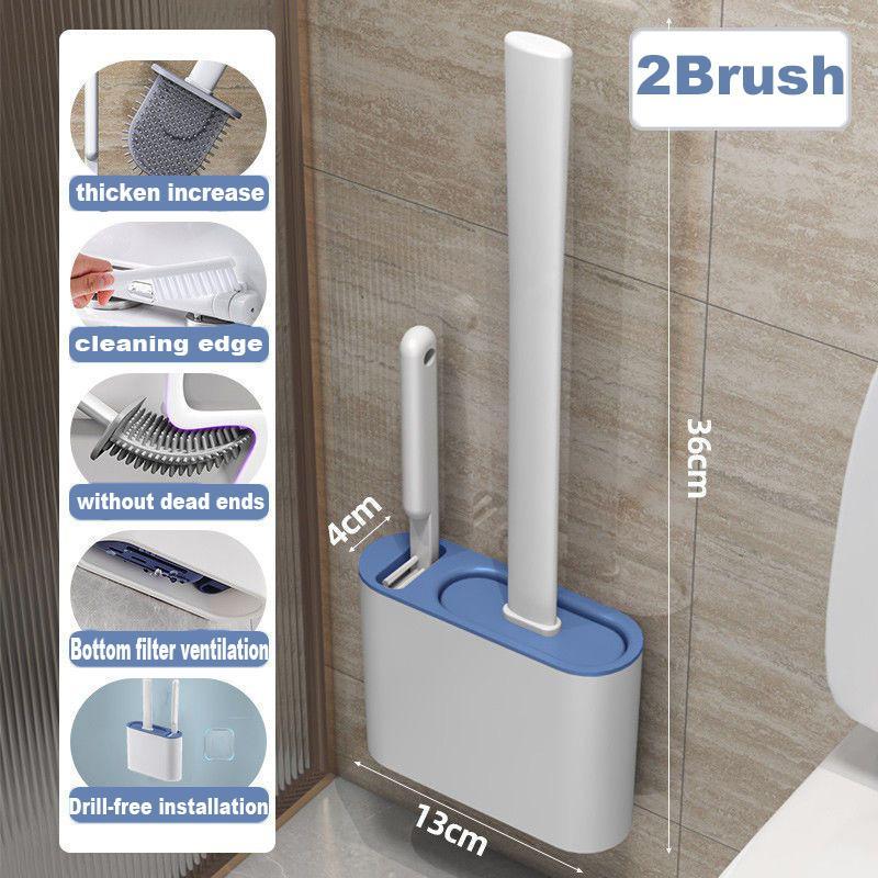 Silicone Toilet Brush with Holder, 1 Set 2 in 1 Wall Mounted Toilet Brush, Bathroom Cleaning Brush for Home Hotel Dormitory Office, Room Accessories for 2024, 2024 Home Bundles