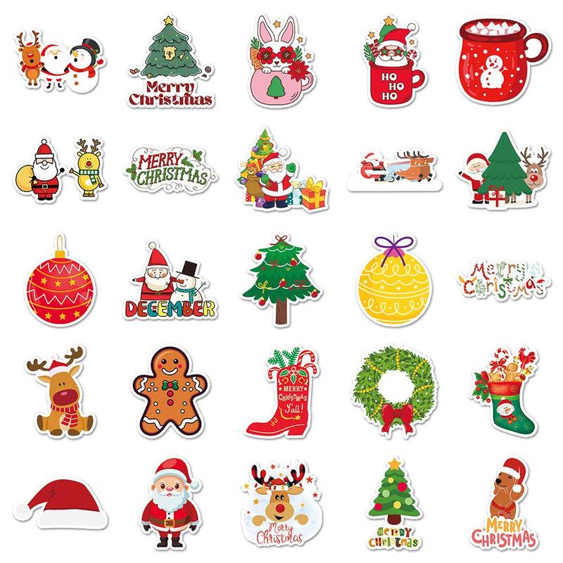 Christmas Gingerbread Man Series Sticker, 50pcs set Waterproof Decorative Sticker, DIY Creative Sticker for Phone Case, Laptop, Notebook, Helmet, Skateboard