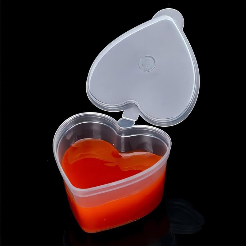 Portion Cups, 20pcs Heart Shaped Clear Disposable Plastic Sauce Cup, Portion Souffle Cup, Snack Containers, Kitchen Accessories, Fall Decor Party Supplies