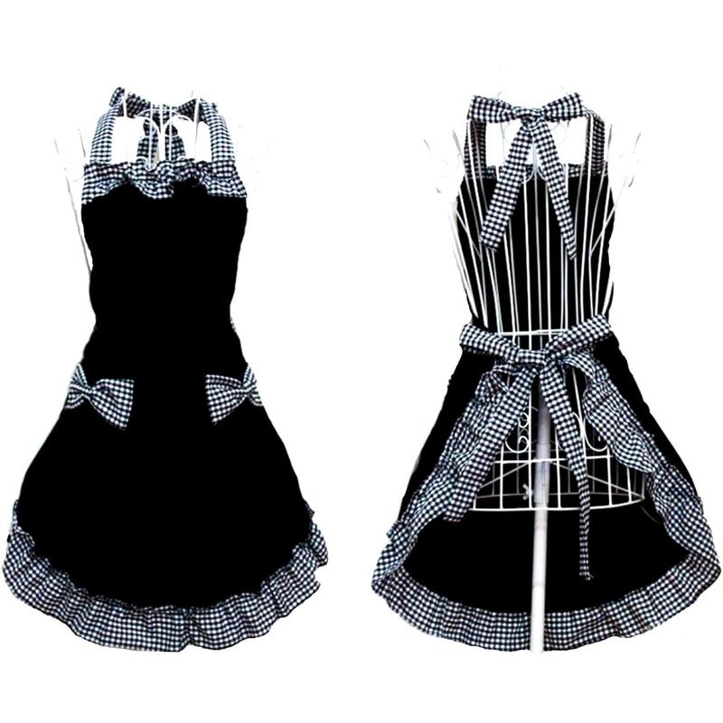 Hyzrz Cute Retro Lovely Vintage Ladies Flirty Vintage Aprons for Women Girls with Pockets for Mothers Day Gift (Black)