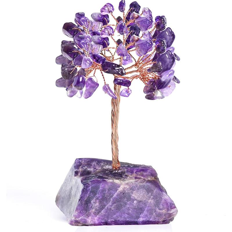 Amethyst Crystal Tree of Life,Money Tree Decorations,Crystals and Healing Stones,Reiki Positive Energy Gemstones Tree,Purple Room Office Desk Feng Shui Tree Decor Meditation Gifts for Women