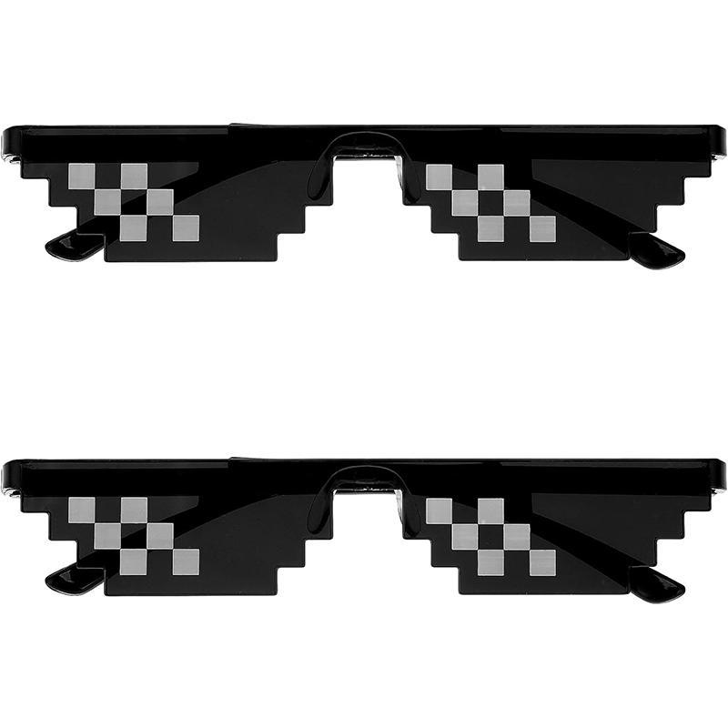 Party Sunglasses, 2 Pairs Of Mosaic Pixel Glasses, Party Dress Up Shades, Funny Unisex Photo Props for Women Men Kid, Party Supplies