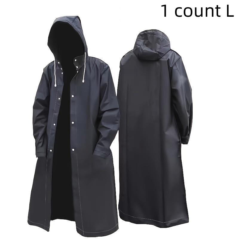 Waterproof Long Raincoat, 1 Count Thickened Raincoat with Hood, Fashionable Raincoat for Men & Women, Outdoor Sports Equipment