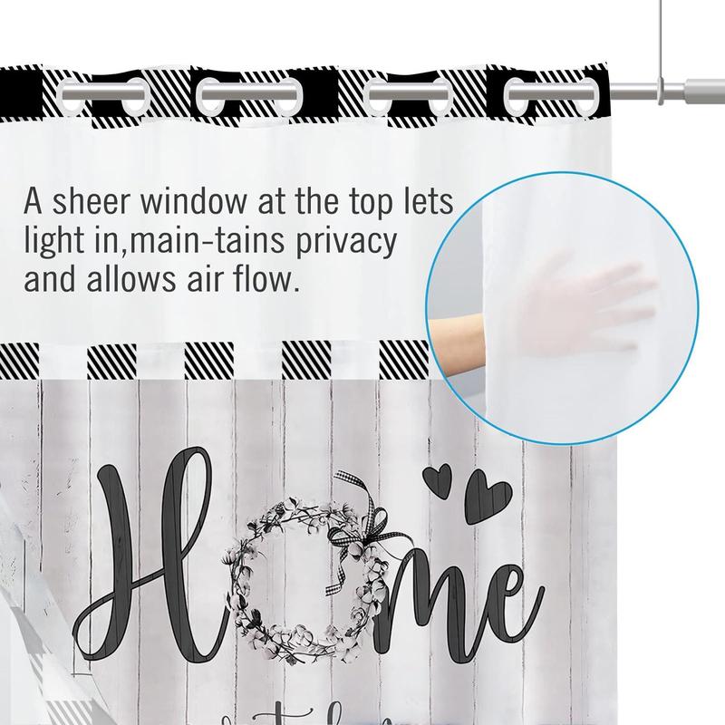 Plaid Pattern Shower Curtain, Double Tier No Hook Waterproof Shower Curtain, Bathroom Decoration Supplies for Home Dormitory Hotel Salon, Bathroom Gadgets 2024, Room Accessories for 2024