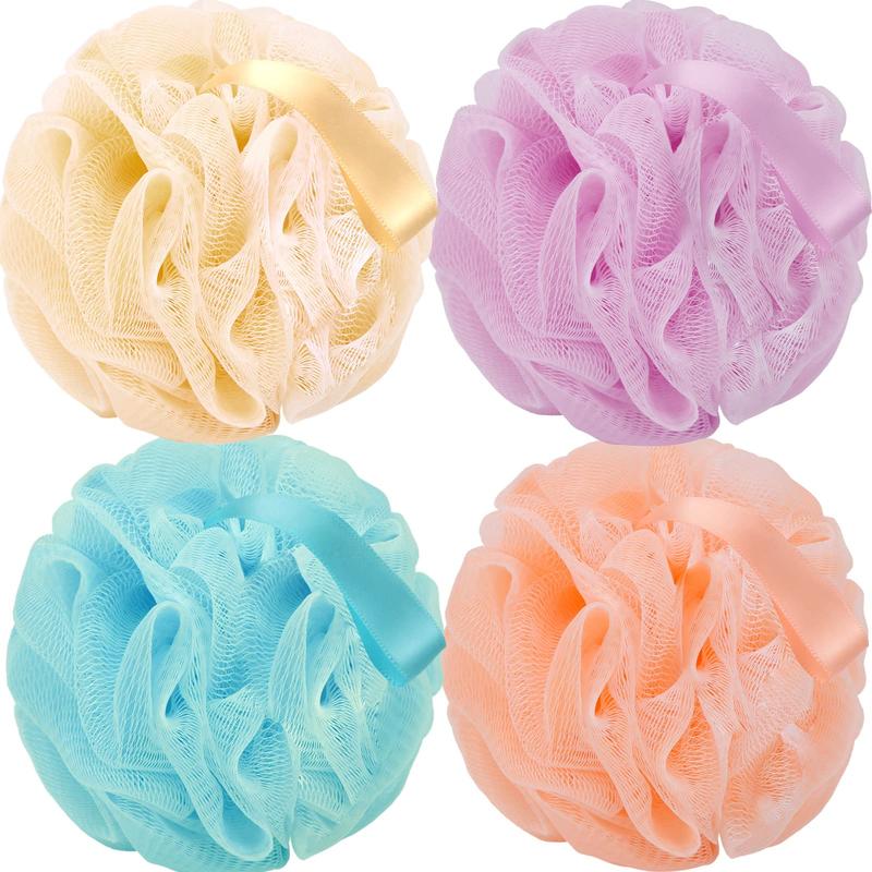 Bath Loofah Sponge Shower Sponge Exfoliating Mesh Pouf Shower Ball (4Pack 50G Colorful): Bathing Accessories for Women & Men.