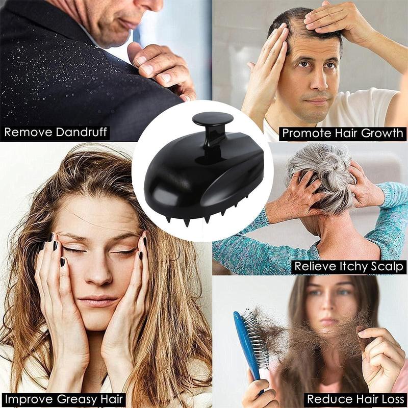 Shampoo Brush Scalp Scrubber Head Massager for Stress Relaxation Hair Growth, Shower Hair Brush for Women Men, Black