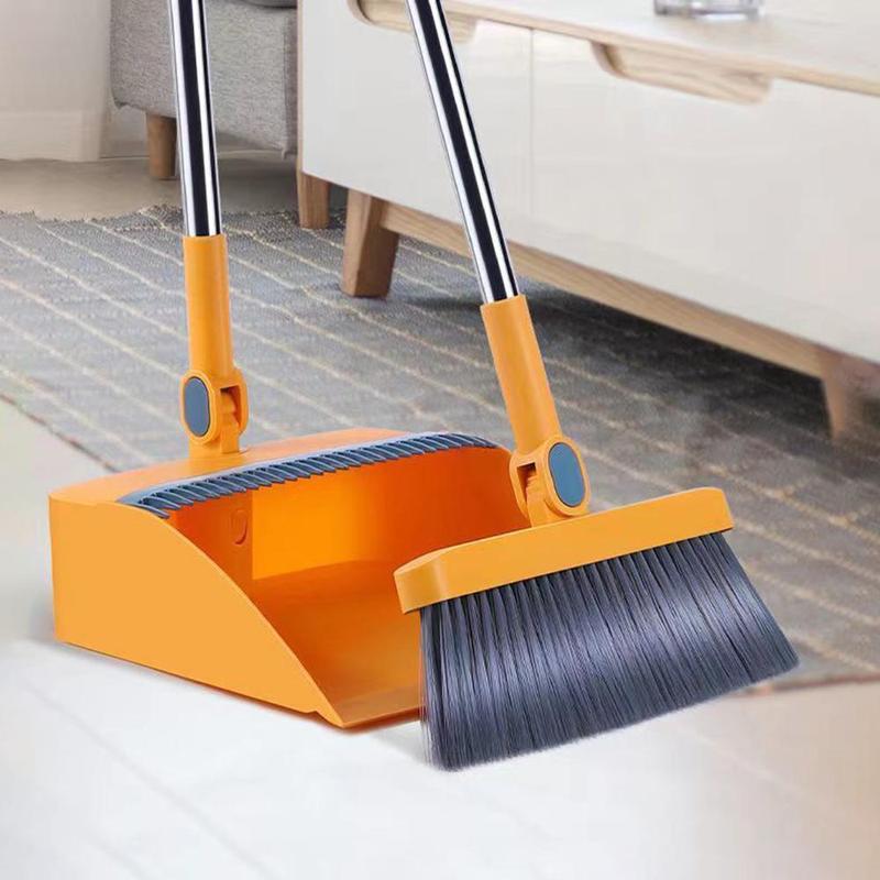 Long Handle Rotatable Broom & Dustpan Set, 1 Set Efficient Floor Cleaning Tool with Comb Tooth for Hard Floors, Perfect for Home, Kitchen, Bedroom, Office, and Outdoor