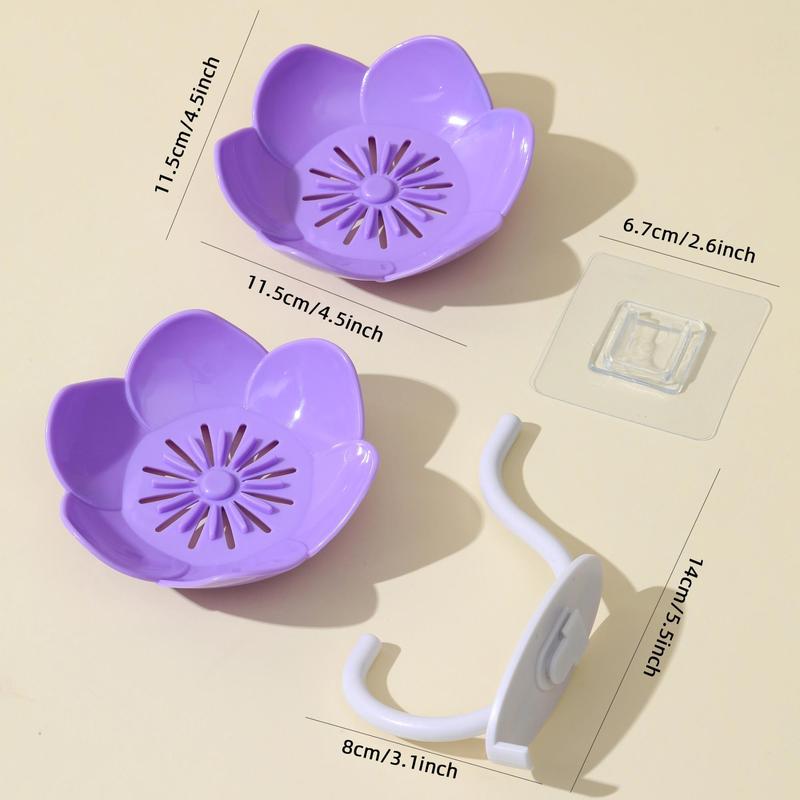 Wall Mounted Soap Dish, 1 Count Double Layer Lotus Flower Shaped Soap Bar Holder, Bathroom Soap Drain Storage Box, Bathroom Supplies