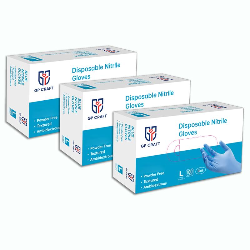 GP Craft Blue Nitrile standard disposable gloves, 4mil , powder - and latex-free good elasticity, wear resistant,  Cleaning Household