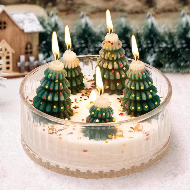 Christmas Decorations Indoor - Christmas Tree Cedar Forest Candles - Farmhouse Rustic Christmas Tree Candle for Party Room Table Decor - Xmas Gifts for Women Girls Holiday Birthday