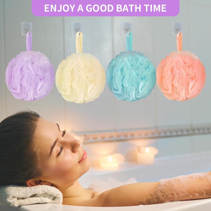 Bath Loofah Sponge Shower Sponge Exfoliating Mesh Pouf Shower Ball (4Pack 50G Colorful): Bathing Accessories for Women & Men.