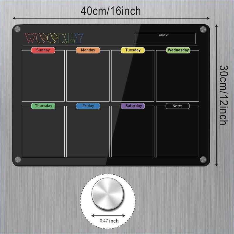 Hivillexun 3-Pack Black Acrylic Magnetic Dry Erase Boards Set - Streamline Your Organization on Refrigerators, Walls, and Fridges with Monthly, Weekly Calendars and Daily Notepads Decor