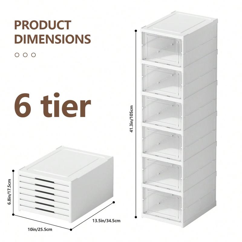 Portable Shoe Rack Organizer Stackable Sneaker Shoe Storage Cabinet With Clear Door Large Storage Containers Bins With Lids Boxes Collapsible Case