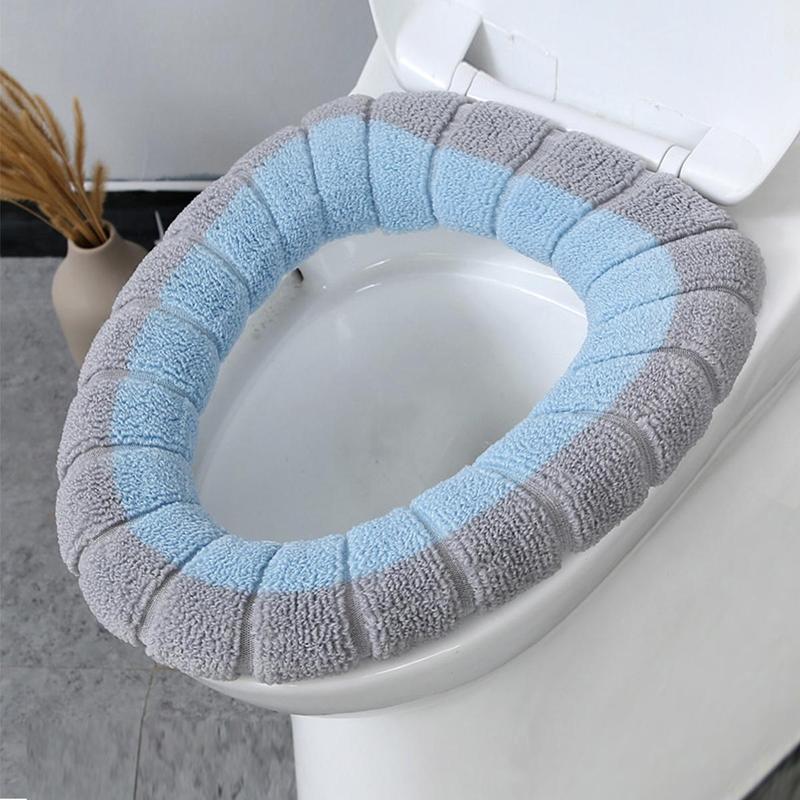 Two Tone Toilet Seat Cover, Soft Comfort Toilet Seat Cover With Handle, Bathroom Toilet Pad Cushion, Bathroom Accessories, Home Essentials