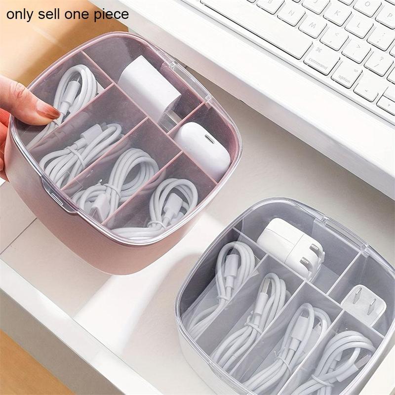 Data Cable Storage Box, 1 Count Dustproof Cable Storage Management Box, Desktop Mobile Phone Charging Cable Organizer, Desktop Organizer for Home Dormitory Office Use