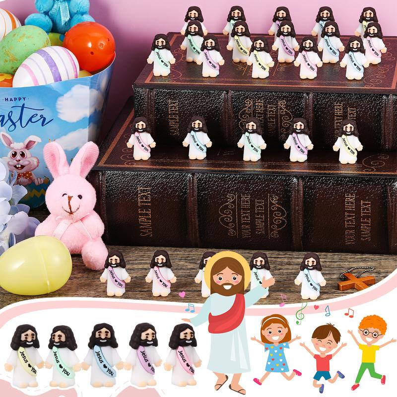 Mini Jesus Figures 25Pcs Little Jesus Figures Cute Jesus Ornament with Jesus Love You Slogan Religious to Hide and Seek Religious Christmas Christian Baptism Gifts